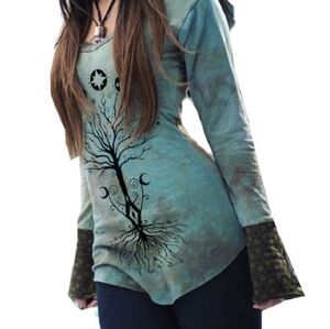 Tree Of Life With Moon Phases Hoodie, Shirt, Blue